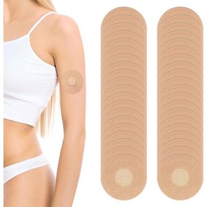 Zelfklevende sensorpleisters waterdicht - 45 stuks met CGM-bevestiging en ademende sensor stickers voor zwemmen en douchen (beige)