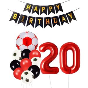 Cijfer Ballon 20 | Snoes Champions Voetbal Plus - Ballonnen Pakket | Rood en Zwart