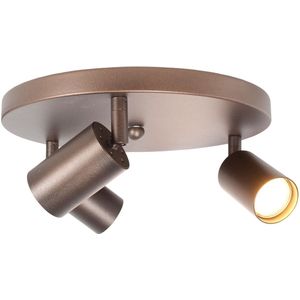 Ronde plafondspot Bounce | 3 spots | cacao / bruin | metaal | Ø 30 cm | hal / woonkamer / slaapkamer | dimbaar | draai- en kantelbaar | modern / sfeervol design | landelijk