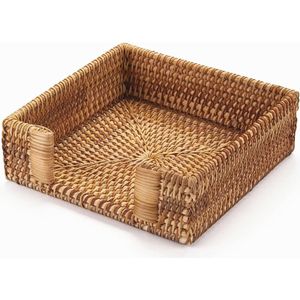 Rotan servethouder - vierkant - 75"" x 75"" x 2.5"" - rieten servetlade - geweven gastendoekhouder - restaurant/keuken/badkamer - tafel - servetten