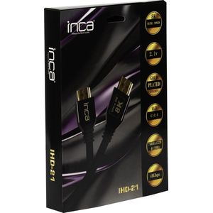 INCA IHD-21 HDMI kabel-2.1versie 8K Goud verguld-2meter.