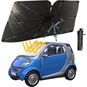 S&Dshopline® Autozonwering, voorruit, 130 x 75 cm, zonwering, 360 graden rotatie, opvouwbare parasol voor auto, voorruit, parasol, autoparasol (M)