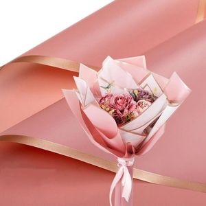 20 vellen gouden rand bloem inpakpapier - waterdichte bloemist boeket benodigdheden voor doe-het-zelf ambachtelijke geschenkverpakking - 579 cm x 579 cm (donkerroze)