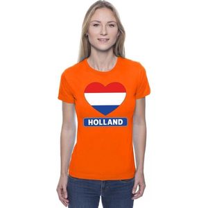 Oranje Holland hart vlag shirt dames XS