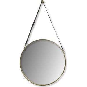 Alfie Wandspiegel - ø60 cm - Goud/Zwart - Metaal - spiegel rond, spiegel goud, wandspiegel, wandspiegel rechthoek, wandspiegel industrieel, wandspiegel zwart, wandspiegel rond, wandspiegels woonkamer, decoratiespiegel