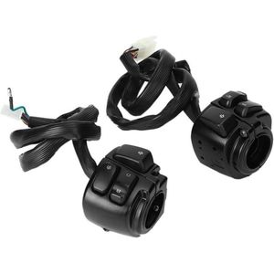 2 stuks Motorfiets Schakelaar Set - Voor 1 inch 25 mm Motorfiets - Geluidswaarschuwing Hoog Dimlicht Knipperlicht - Met Kabelboom .