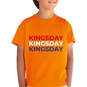 Koningsdag - Kinder T-Shirt - Oranje - Maat 128 - T-shirt leeftijd 7 tot 8 jaar - Grappige teksten - Koningsdag - Cadeau - T-Shirt cadeau - Quotes - verjaardag - Nederlandse vlag