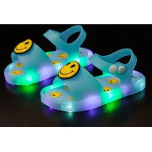 Lichtgevende LED Sandalen Smiley - Blauw - Maat 28/29