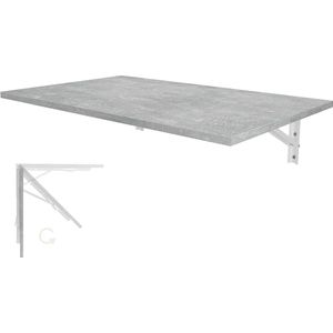 Inklapbare wandmontage klaptafel betonlook 80x50 cm - Inklapbare eettafel voor keuken en eetkamer