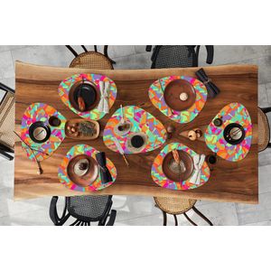 Placemat organisch - Placemats organic - Onderleggers - Lavalamp - Regenboog - Patronen - Hippie - 10 stuks