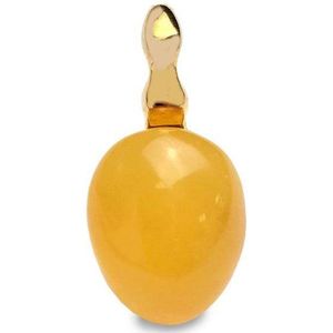 Silventi 9SIL-21116 Zilveren Hanger met Steen - Orange Calcite - 14 x 11 mm - Zilver - Gold Plated