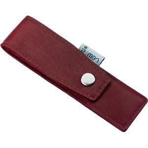 Manicure Case van echt leer met ruimte voor 3 gereedschappen - rood - leeg gemaakt
