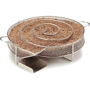 Krumble Smokerbox rond ø20cm - Ronde rookbox voor het koud roken van vlees, vis, kaas of andere etenswaren in de barbecue of smoker - RVS