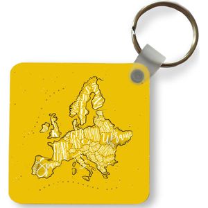 Sleutelhanger - Uitdeelcadeautjes - Kaart - Europa - Geel - Wit - Plastic