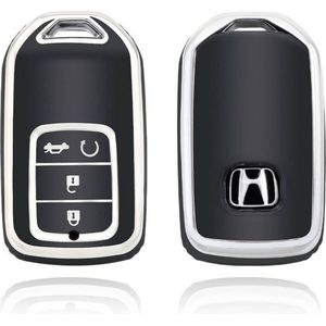 Autosleutel hoesje - TPU Sleutelhoesje - Sleutelcover - Autosleutelhoes - Geschikt voor Honda - zwart - A4A - Auto Sleutel Accessoires gadgets - Kado Cadeau man - vrouw