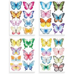 Kleurrijke vlinder-muurstickers voor slaapkamer en woonkamer (32 stuks) - decoratieve vlinders - diverse kleuren