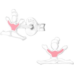 Joy|S - Zilveren ballerina oorbellen - 7 x 9 mm - turnster / danseres oorknoppen