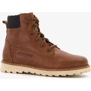 Braqeez leren jongens veterboots cognac/bruin - Maat 34