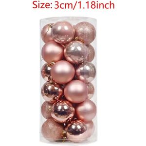 Livano Kerstballen - Kerstversiering - Plastic - Rood Goud - 3 cm - 24 stuks