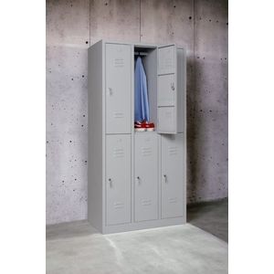 Furni24 Garderobekast, locker, commodekast, kledingkast, vakbreedte 30 cm, 6 deuren