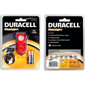 Duracell  LED fietslamp achterzijde met batterijen