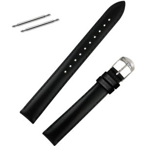 Fako® - Horlogebandje - Echt Leer - Super Soft - 14mm - Zwart