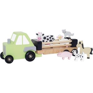 Jabadabado speelgoed houten dierentransporter met tractor Multi colour
