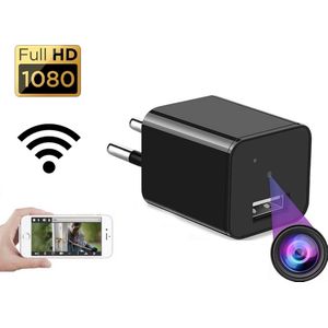 Verborgen Spy Camera Adapter - Wifi met App - USB Oplader - Spionage Camera - Beveiligingscamera FULL HD 1080P - Incl. 64GB Micro SD kaart - Nachtzicht - Bewegingssensor