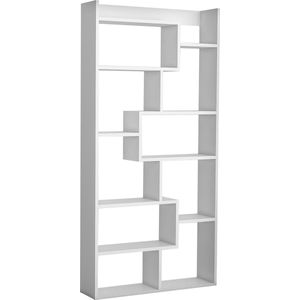 Boekenrek - Boekenkast - Wit - 90x182x22cm - Presentatie kast - Open kast - Wandkast