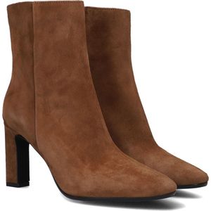 Notre-V 11236 Enkellaarsjes - Enkelboots met rits - Dames - Cognac - Maat 38