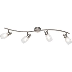 LED Plafondspot - Plafondverlichting - Trion Kalora - E14 Fitting - 4-lichts - Rechthoek - Mat Nikkel - Aluminium