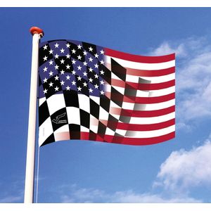 Finish Race/ Amerika USA geblokte vlag - 150 x 100 cm - Grand Prix Verenigde Staten – Formule 1