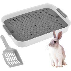 Konijnentoilet met schepje, konijnentoilet klein kattentoilet kunststof rooster konijnentoilet hamstertoilet caviatoilet konijnenbak