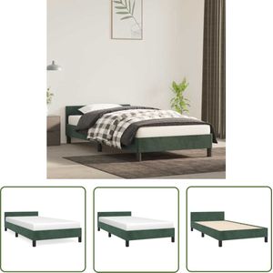 The Living Store Bedframe zonder matras 80x200 cm fluweel donkergroen - Bedframe - Donkere Kleuren - Tweepersoonsbed - Fluweel Bed - Houten Bedframe