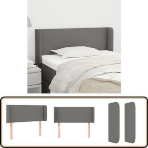 vidaXL Hoofdbord met Randen - 103x16x78/88 cm - Donkergrijs Hoofd Bord - Hoofdeinde - Beddecoratie - Slaapkamers - Donkere Kleuren