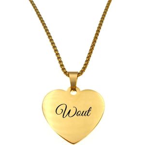 Ketting - Hart - Met Naam - Wout - Goud