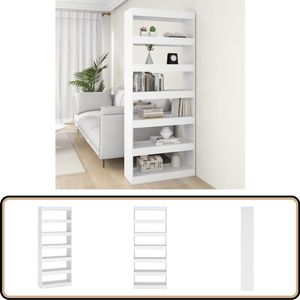 vidaXL Boekenkast/kamerscherm - Wit - 80x30x198 cm Boekenkast - Houtskelet - Kamerdivider - Wit - Bibliotheek