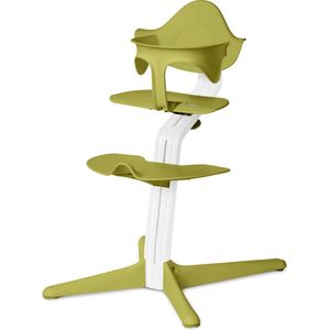 Stokke NOMI kinderstoel meegroeistoel - Testwinnaar kinderstoelentest - Basis eiken wit gelakt en stoel Lime, MINI-beugel Lime