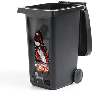 Container sticker Vlinder - Dieren - Bloemen - Zwart wit - Oranje - 44x98 cm - Kliko sticker
