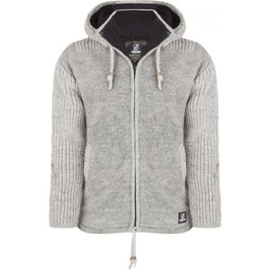 Gebreid Wollen Heren/Uni Vest van Schapenwol met Polyester Fleece voering en afneembare capuchon - SHAKALOHA - M Finn Grey XL