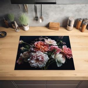 Inductie Kookplaat Afdekplaat Bloemen Roze Wit Botanisch Planten