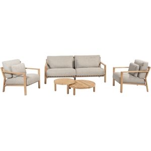 Lucas stoel bank loungeset 5 delig naturel teak 4 Seasons Outdoor