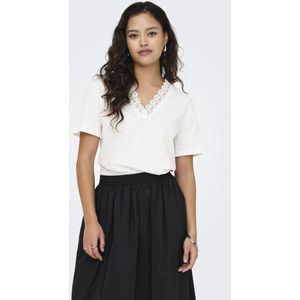 Jacqueline de Yong T-shirt Jdysalva Life V-neck Top Jrs Di 15351484 Cloud Dancer Dames Maat - M