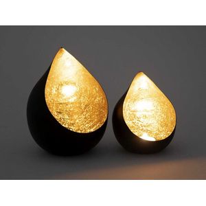 Waxinelicht set - Windlicht set- Goud zwart- Kanderlaarset - Handgemaakt - Gold - Black - Druppel - Druppelvorm - Woon - Wonen - Decoratie - woonaccessoires - Woonaccessoire - Chique - Klassiek - Eyecatcher - Waxine - Theelichthouder - Theelicht