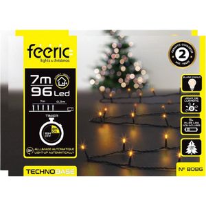 Feeric lights Kerstverlichting - 2x - warm wit - 7 m- 96 led lampjes - zwart snoer - batterij