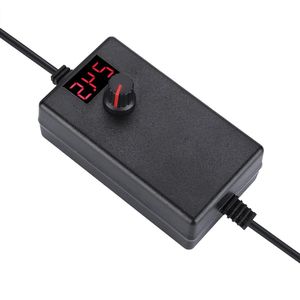 AC/DC-adapter voeding 24W 2A 3-12V met LED-display en instelbare spanning - EU-stekker