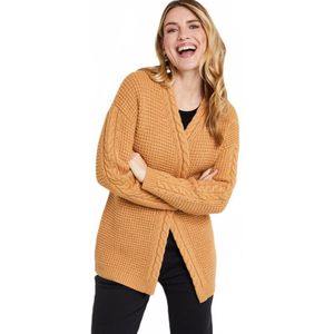Lang, warm vest met V-hals en drukknoopsluiting