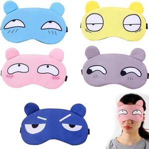 FIBOUND 5 stuks cartoon oogmasker zijde materiaal slaapmasker schattige print voor mannen vrouwen