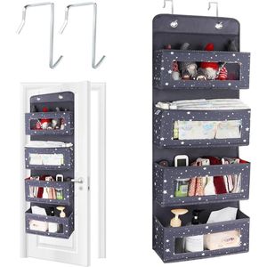 Opbergorganizer voor aan de muur met transparant venster - 4 zakken voor speelgoed, tijdschriften, portemonnees, sleutels