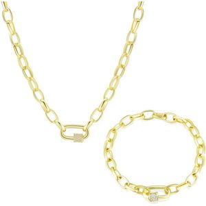 Di Lusso - Set Jade - Zirkonia - 18 Karaat Gouden Plating - Dames